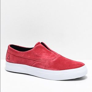 HUF Dylan Reider Red Suede Slip On Sneaker